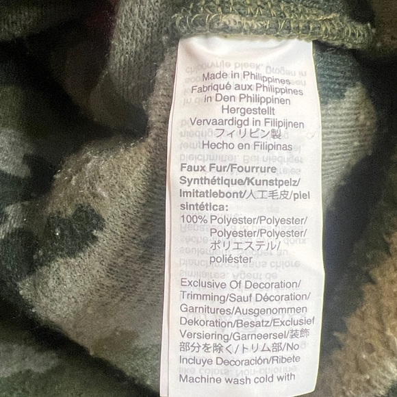 J CREW Sherpa Camo Jacket Sz S Vintage Fleece Snap Collar Pullover Cabincore - Picture 7 of 9